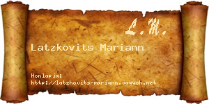 Latzkovits Mariann névjegykártya